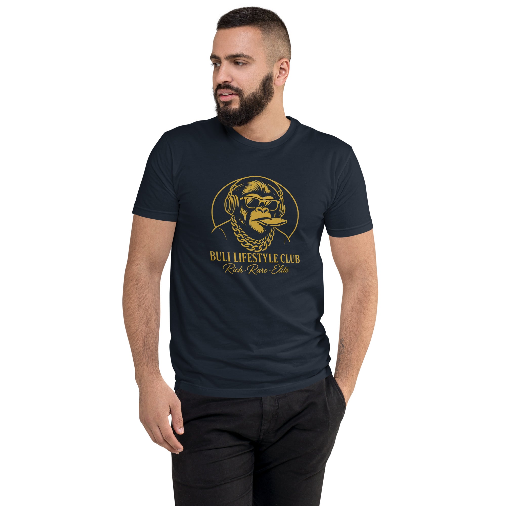 Buli Golden Ape DJ t-paita fit midnight navy - Buli Lifestyle Club fitted tee