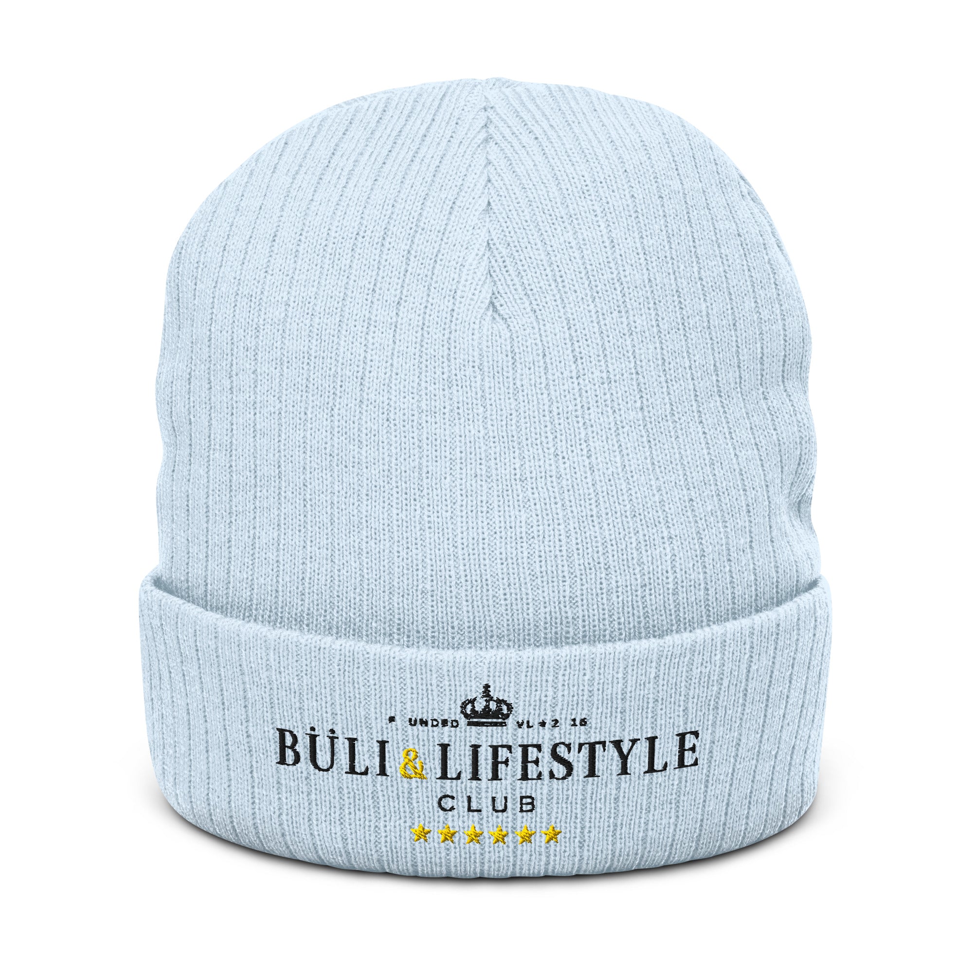 Buli ribbed knit pipo vaaleansininen edestä - suomalainen talvipipo