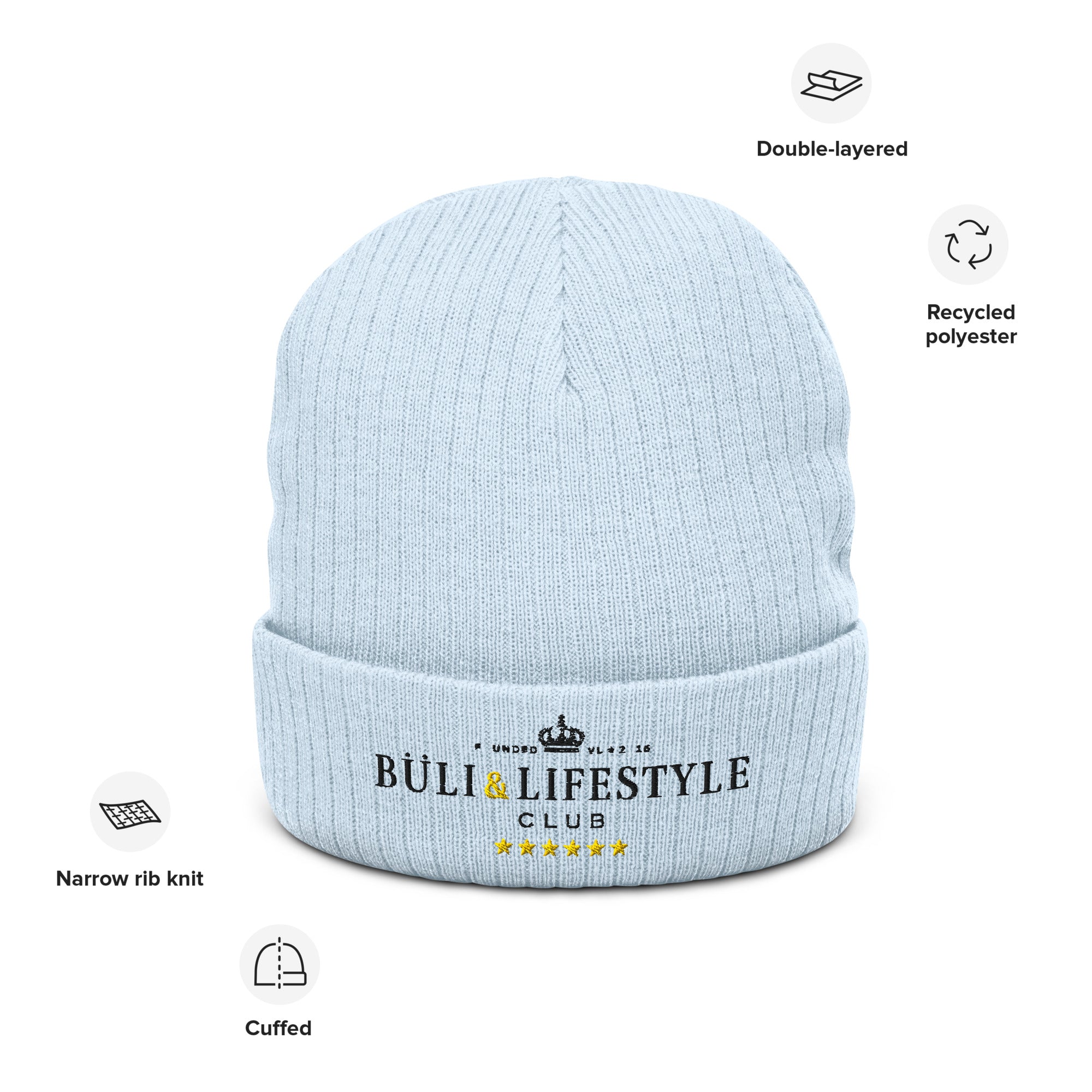 Buli ribbed knit pipo vaaleansininen - Buli Lifestyle Club ribbed beanie