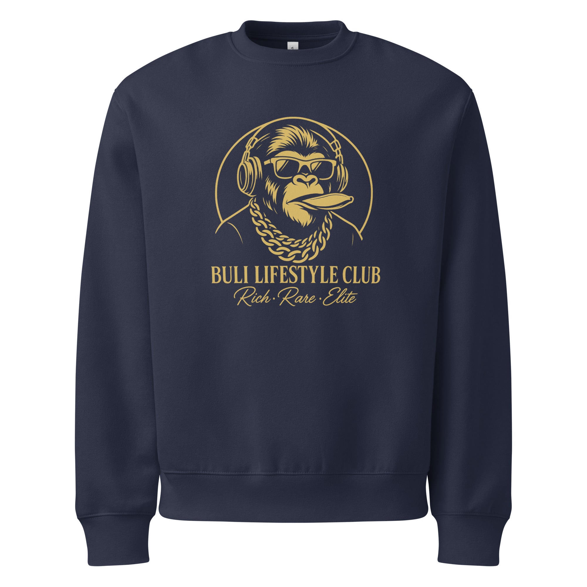 Buli Golden Ape DJ heavy collari navy edestä - heavyweight sweatshirt